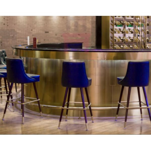 Luxury Leather Button Deco High Bar Stools , Solid Wood Restaurant Supply Counter Stools