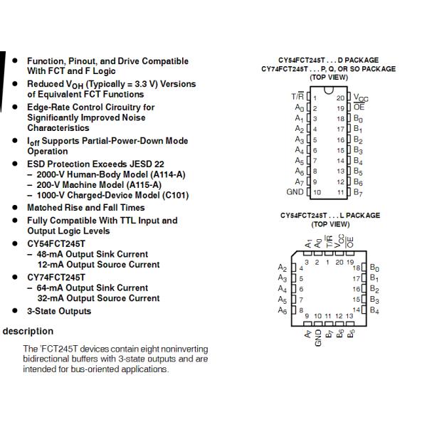 CY54FCT245ATDMB IC Chip 1 Element 8 Bit Per Element 3-State Output 20 CDIP