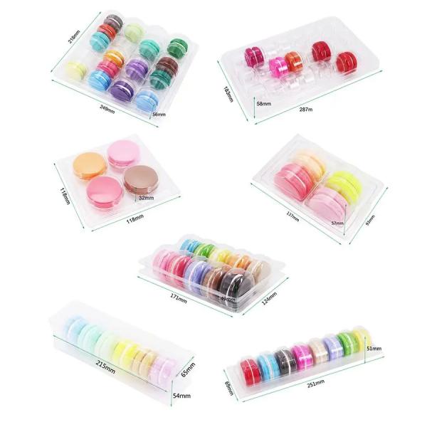 Customized Transparent Macaron Box Eco Friendly Hinged Clamshell Lightweight