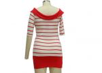 Stylish Summer Casual Ladies Wear Red And White Striped Short Sleeve Shirt