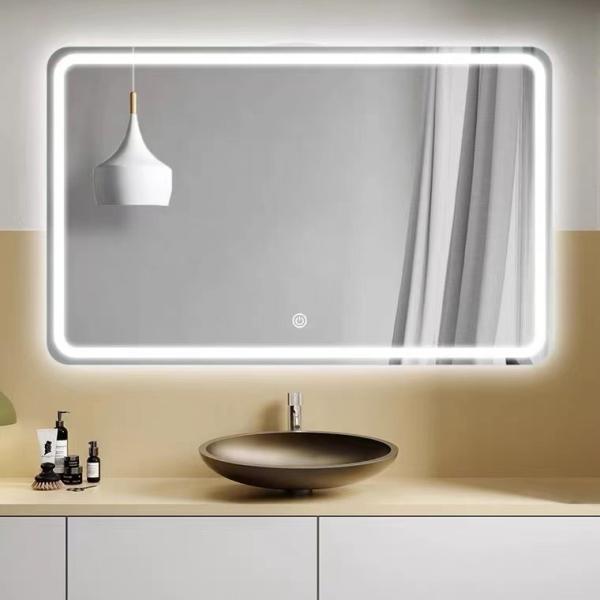 Cheap Custom Rectangular Frameless Bathroom Mirror Smart Backlit LED Wall for sale
