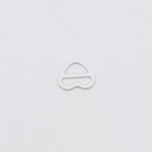 Heart Shape 9mm Bra Strap Adjuster Slider White Nylon Coated