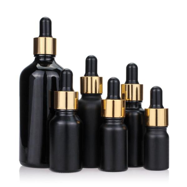 Cosmetic Black 50ml Glass Dropper Bottles Customized For Essential Oil