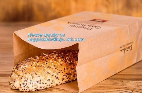 Custom Printed PE Coated White/Brown Kraft Paper,Sandwich/Bread/Cookie Paper Bag,Takeaway stand up kraft paper bread bag