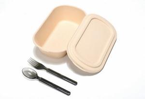 Biodegradable Bamboo Pulp Food Container Microwaveable With Cover Safety