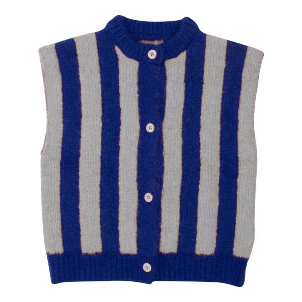 Kids Wool Cotton Blend Striped Chunky Knitted Sweater Vest Button Down Cardigans Hand Knit Waistcoat