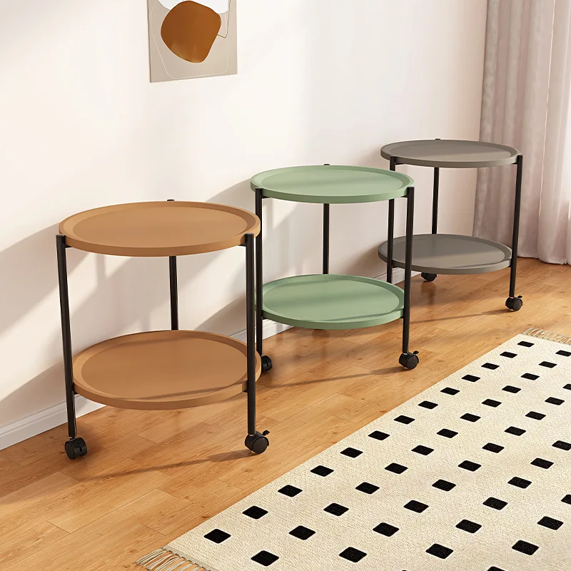 Simple Small Coffee Table Double-layer Sofa Side for Apartment Living Room Corner Modern End Movable Shelf