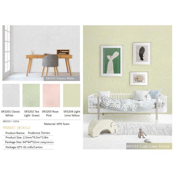Anti Bacterial Self Adhesive Foam Wallpaper Roll Soundproof For Indoor Wall Decoration