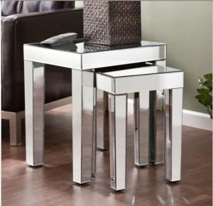 Full Glass Color Mirror Furniture Set Modern  Beveled Edge Mirrored Sofa Table