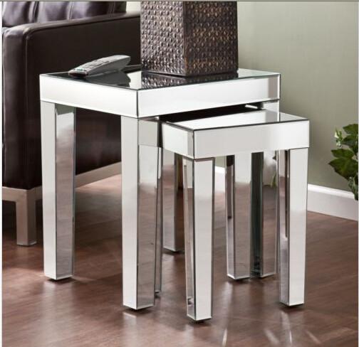 Cheap Full Glass Color Mirror Furniture Set Modern  Beveled Edge Mirrored Sofa Table for sale