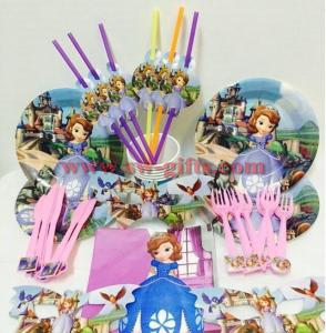Best Sofia the First Kids Birthday Decoration Set Princess Theme Party Supplies Baby Birthday Party pack for 6 people wholesale