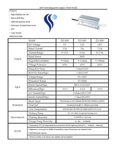 IP67 60-5/12/24 LED Waterproof Switch Power