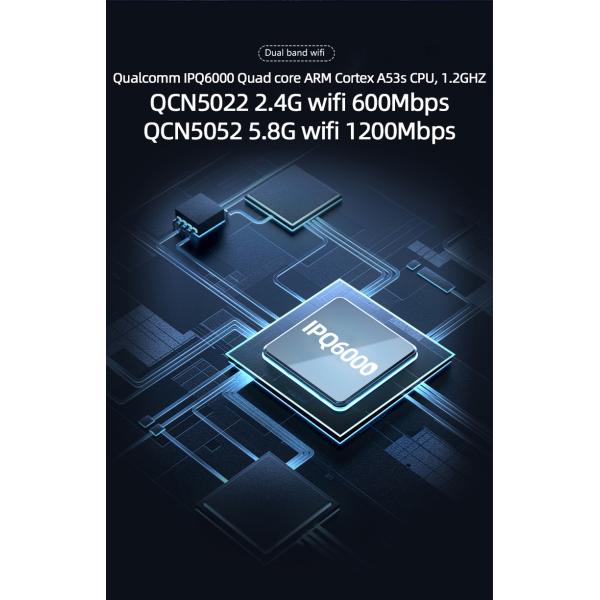 802.11ax 1800Mbps Wifi 6 Wireless Router IPQ6000 Chipset 4 Antennas