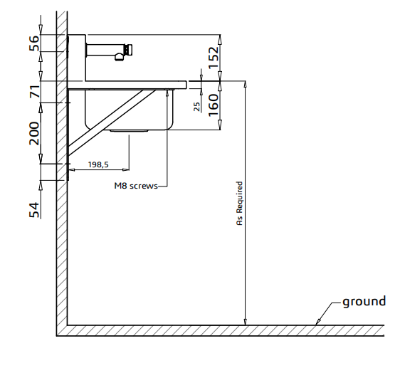 Factory Wall Mounted Hung Single Wash Trough Basin Utility Stainless Steel 304 With Splash Back