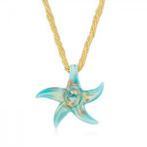 China Italian Turquoise Murano Glass Starfish Necklace with 18kt Gold Over Sterling on sale