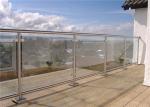 Square Post Building Railing , Outdoor Tinted Tempered Glass Deck Railing
