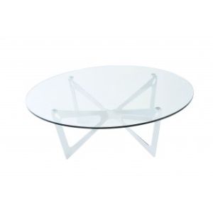 Custom Glass and Metal Modern Round Coffee and End Tables
