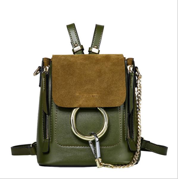 Cheap Double Shoulder Bags Women School Bags Cowhide Cross-body Bag with Big Ring for sale