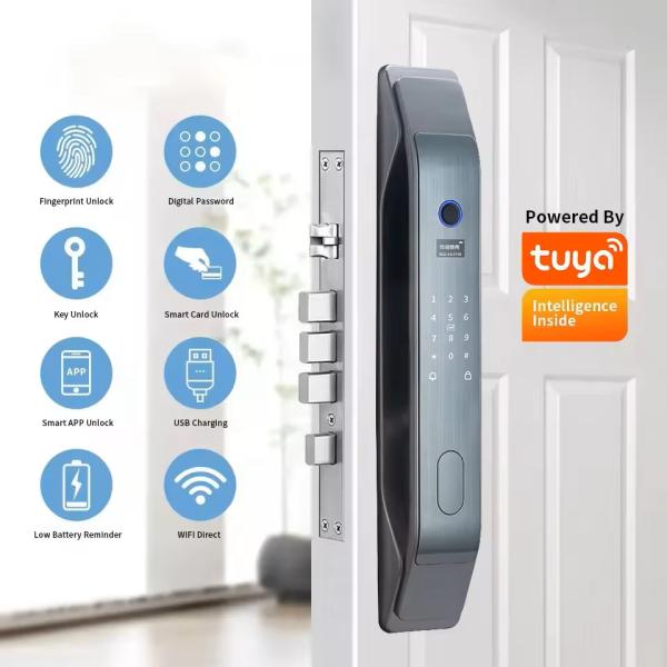 Cheap Glomarket Tuya Smart 3D Face Fully Automatic Door Lock App Remote Unlock Fingerprint Smart Intelligent Door Lock For Smart Home for sale