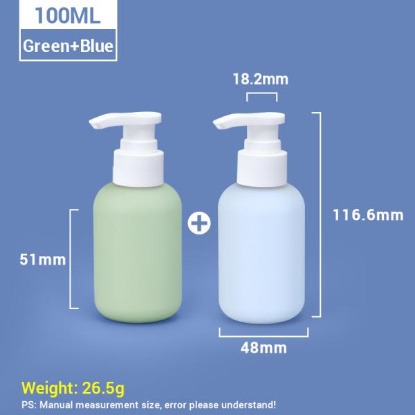 Travel Size 100ml 3.4oz Plastic Shampoo Bottles with Pump Cap