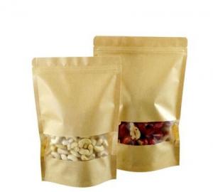China Printing Moisture-Proof Kraft Food Grade Packaging Small Wax Lined Paper Bags With Clear Window For Dried Food on sale