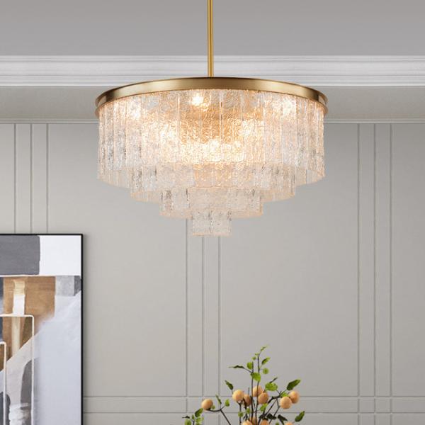 Gold Dining Room Villa Luxury Crystal Pendant Light Height 55cm