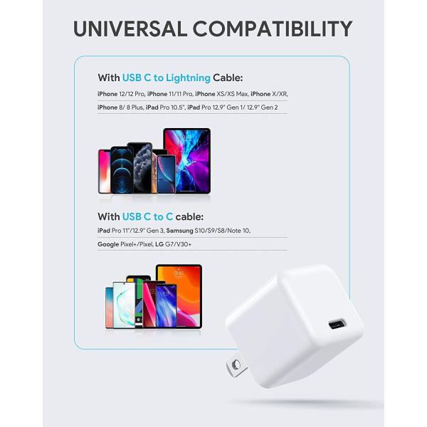 IPhone 12 PD 3.0 Type C Fast Charger Durable Compact 20 Watt USB C Power Adapter