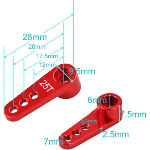 25T Metal Servo Horn M3 Threads Steering Arm Server Rocker Compatible with Futaba Savox Power HD HSP Servos Motor 1/8 1/10 RC Car Truck
