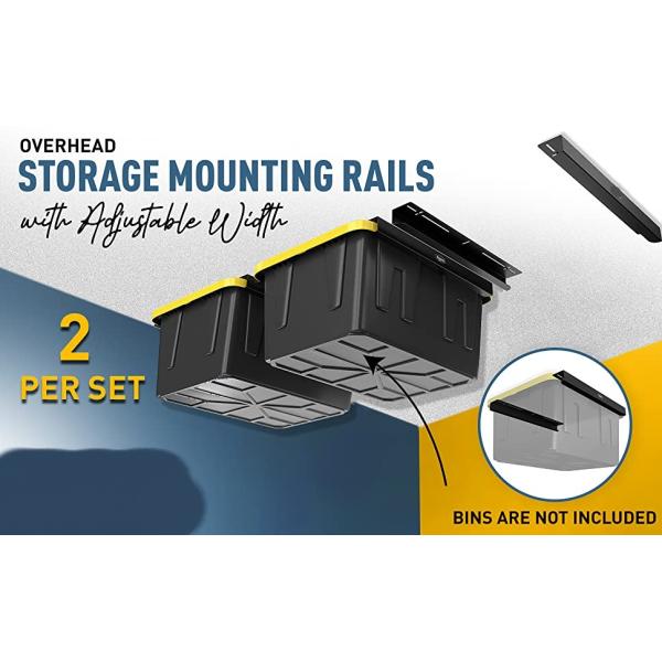 Adjustable Garage Container Storage System with Single Tier Overhead Storage Bins Rack
