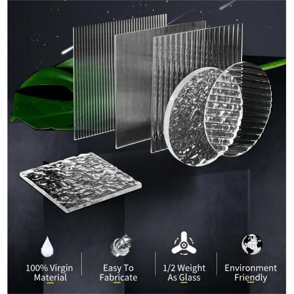 Decorative Lridescent Colored Texture Acrylic Sheet Fluted Clear Textured Acrylic Sheet