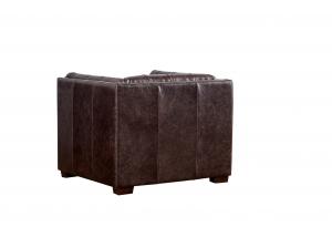 Best Grey Brown High Back Leather Armchair Deep Button Back Feather Filling Cushion wholesale