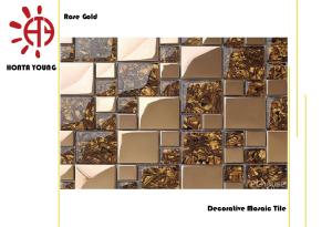 Best HTY - TRG 300 300*300 Beautiful Rose Gold Color Plating Ceramic Glass Metal Mosaic Tile wholesale