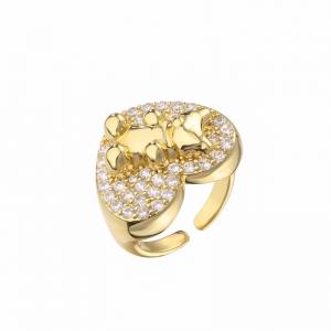 Best Adjustable 18K Diamond Ring Little Bear Heart Open Rings For Women wholesale