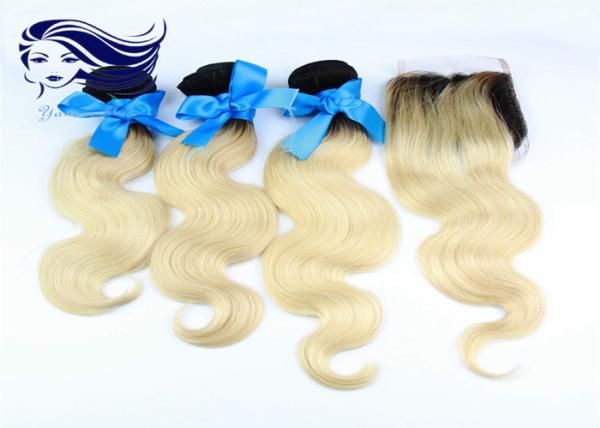Cheap 7A Peruvian Colored Hair Extensions Human Hair With Lace Closure for sale