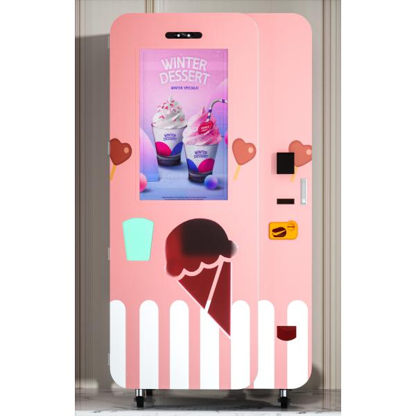 Quick Making Automatic Soft Ice Cream Vending Machine With Attractive LED