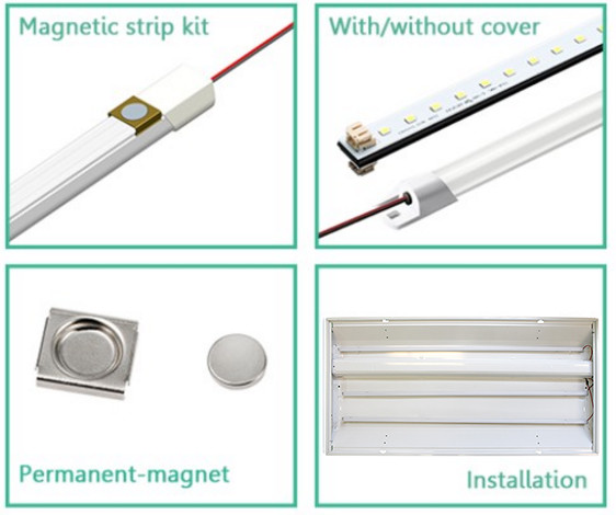 36w Non Dimming LED Magnetic Retrofit Kit DLC Listed 4ft 2 Strips Kits