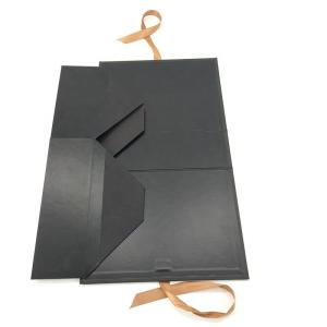 China Customized Black Collapsible Gift Box With Ribbon on sale
