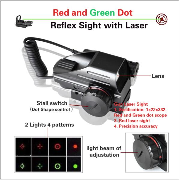red and green sight, riflex sight with laser, laser sight,Rifle Scope, Scope Mounts & Accessories, Red Dot & Laser Scope