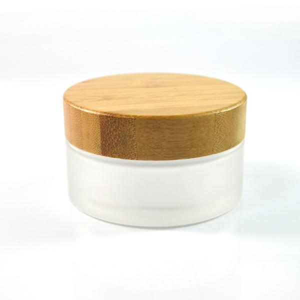 Cheap 1Oz 50ml Bamboo Small Makeup Containers , Round Wooden Cap Cosmetic Cream Jar for sale