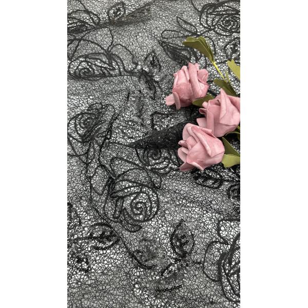 Polyester Sequin Corded Lace Fabric Elegant Sequin Embroidered Lace Sequin Fabric