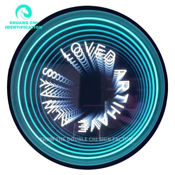 Cheap Adaptor Powered Hd Tempered Glass Background Led Light Box Infinite Mirror 3d Custom Led Neon Sign for sale