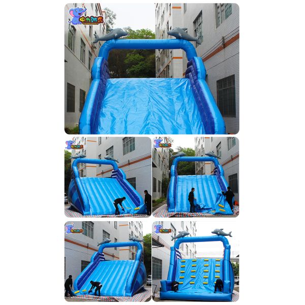 Blow Up Dolphin Inground Pool Inflatable Slide Water Park 20 Ft ODM
