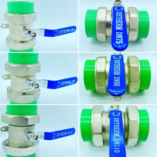 110mm PPR Double Union Ball Valve Full Bore PN25 Corrosion Resistant