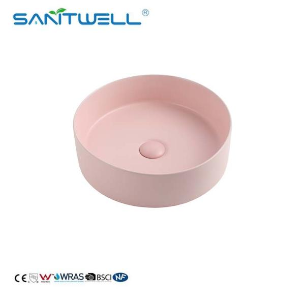 Cheap China Factory Chaozhou 2024 Above Counter basin Pink Color Ceramic Basin Wall Mounted Sink for sale
