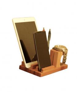 Best Morden Design Bamboo Display Unit Cell Phone Charging Stand For Office wholesale