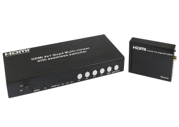 Cheap UTP Extender HDMI 4x1 Quad Multi Viewer With Seamless RS232 And IR Switch Command for sale