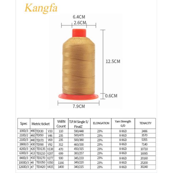 Flexible 210D/3 Nylon Bonded Sewing Thread for Sofas Shoes and Leather 100% Nylon 66