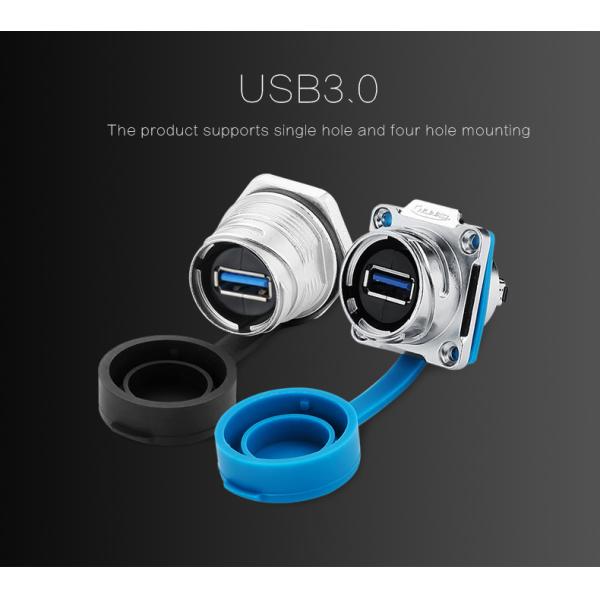 CNLINKO Waterproof IP68 USB 3.0 Connector Panel Mount Usb with Dust Cover for Cabinet Box