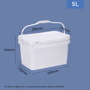5L Rectangular Plastic Bucket With Sturdy Handles Leak-Proof