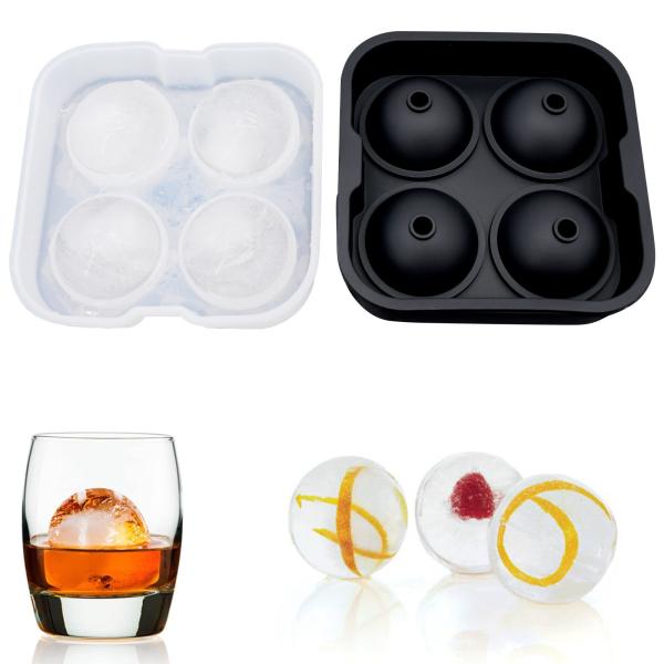 Ice Cube Tray, 2.5inch Ice Cube Molds, 2 Cavity Silicone Rose & 2 Diamond Ice Ball Maker, Easy Release Large Ice Cube Form For Chilling Cocktails,